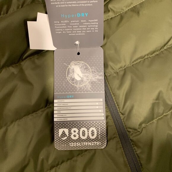 NWT Lands' End Men's 800 Down Packable Jacket Size 2X (50-52) Olive Green - Picture 7 of 12